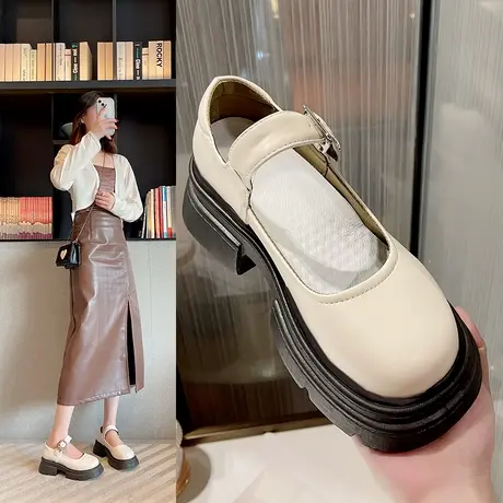 日系学院风厚底小皮鞋女2024新款春季法式复古玛丽珍鞋女鞋单鞋子商品大图