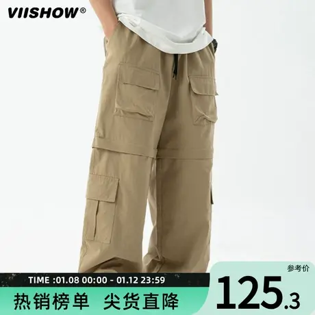 VIISHOW山系纯棉立体多口袋工装裤直筒宽松裤子潮牌户外休闲裤男商品大图