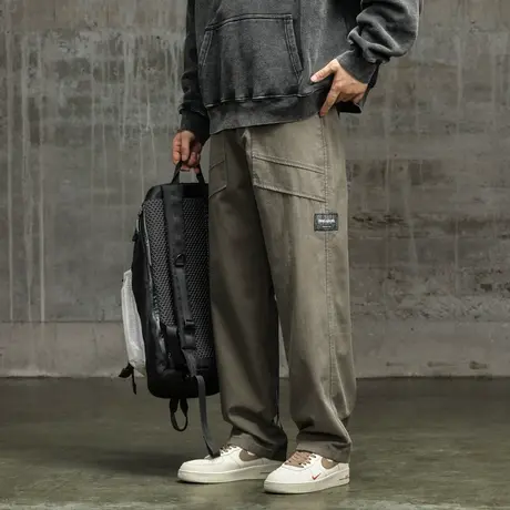 裤子男款时尚休闲直筒束脚裤潮流休闲裤百搭休闲束脚工装裤休闲男商品大图