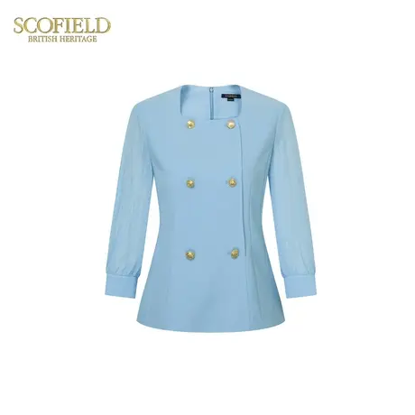 Scofield女装方领衬衫OL通勤商务时尚衬衣夏季上衣商品大图
