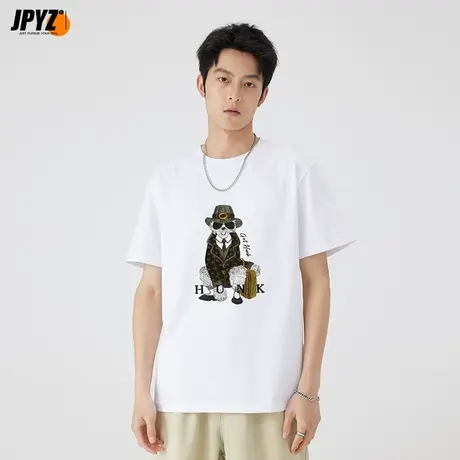 刺绣印花短袖t恤男夏季宽松男生纯棉男士半袖男款衣服恤2023新款t商品大图