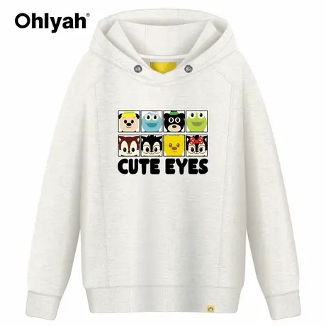 Ohlyah品牌2022秋冬新品情侣卫衣女韩版卡通印花帽衫外套纯棉学生商品大图