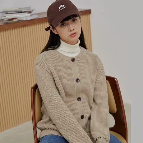 omont蛋挞家 复古针织开衫女秋冬内搭叠穿上衣设计感宽松毛衣外套图片