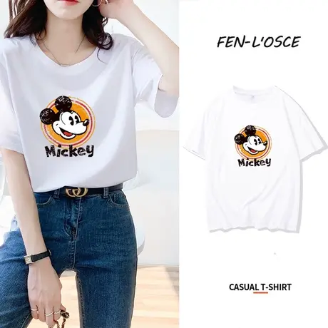 纯棉短袖t恤女2023年夏季新款设计感小众学生情侣装宽松大码上衣商品大图