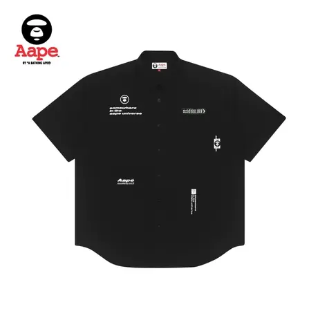 Aape男装春夏猿颜徽章字母印花口袋拼接短袖衬衫8376XXG商品大图