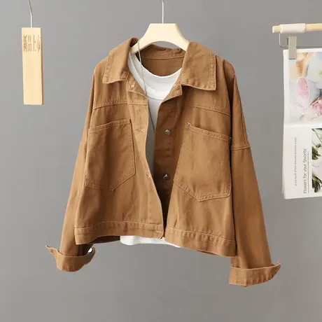 韩版牛仔外套女2023春秋新款小个子短款休闲百搭爆款夹克开衫上衣图片