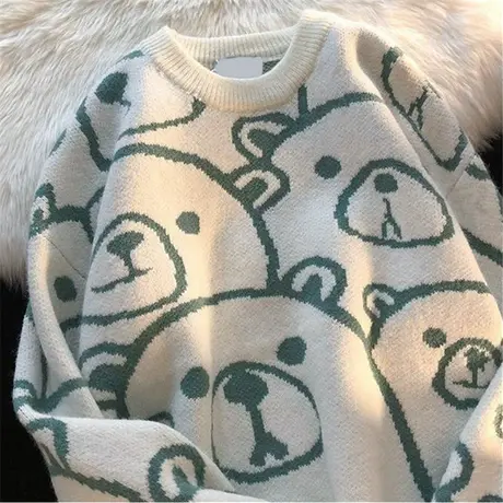 日系复古oversize毛衣女秋冬宽松设计感小众慵懒风高级感上衣外套商品大图