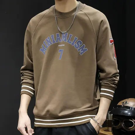 圆领美式卫衣男秋冬款潮牌男款大码2023新款男士百搭上衣长袖秋季图片