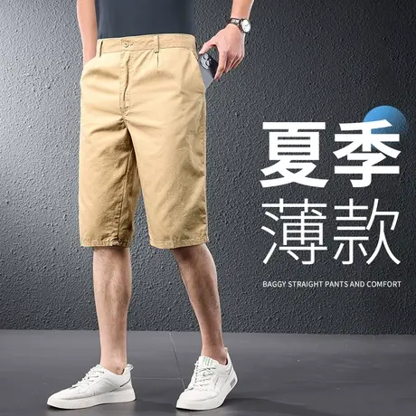 男裤夏季七分裤薄款男士短裤宽松纯棉休闲中裤大码中老年男款裤子商品大图