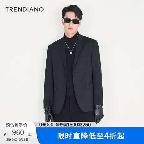 TRENDIANO官方男装秋冬季新款简约百搭休闲西服外套男士潮牌图片