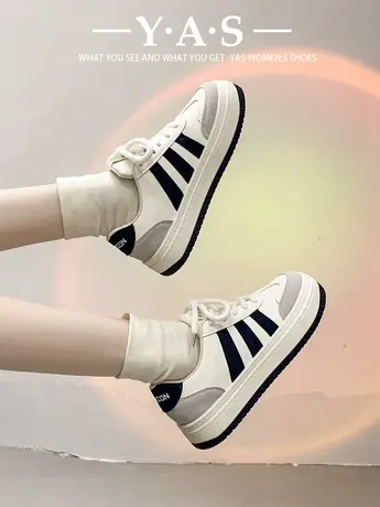 时尚小白鞋女小众原创鞋子百搭2024新款爆款厚底帆布鞋休闲板鞋图片
