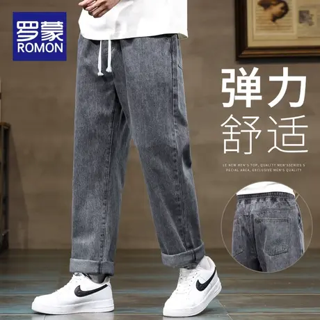 罗蒙牛仔裤男士春秋季2024新款美式潮牌宽松直筒阔腿男生休闲长裤商品大图