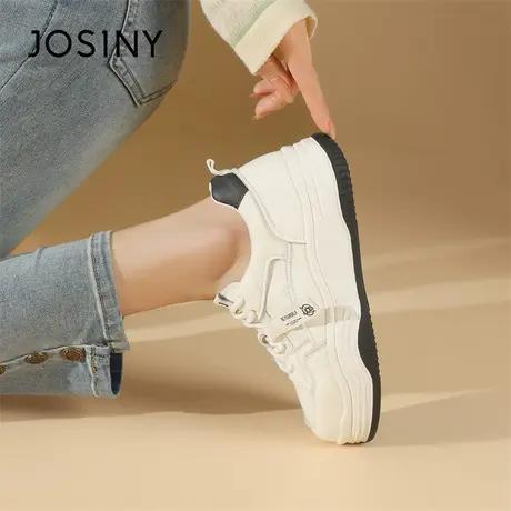 Josiny/卓诗尼板鞋2024新款春季轻便百搭平底复古增高舒适休闲鞋商品大图