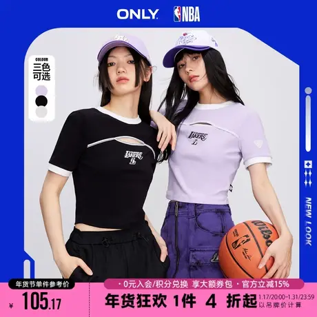 ONLY2023冬季新款NBA联名款运动风假两件设计短款短袖T恤女商品大图