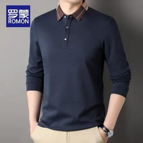 罗蒙长袖t恤男士夏季新款高端商务翻领上衣服休闲半袖Polo衫男装图片