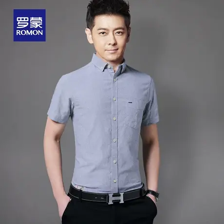 罗蒙短袖衬衣男2023夏季新款修身帅气工装衬衫男士休闲纯棉上衣潮商品大图