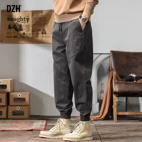 男士灰色工装裤子男春秋款潮牌休闲裤男裤2023新款宽松束脚裤长裤商品大图