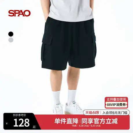 SPAO韩国同款2025年夏季男士新品休闲裤工装风运动松紧腰短裤商品大图