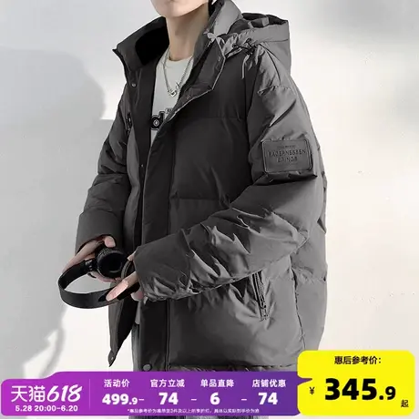 唐狮2024冬季新款羽绒服男连帽短款加厚保暖外套青少年宽松面包服商品大图