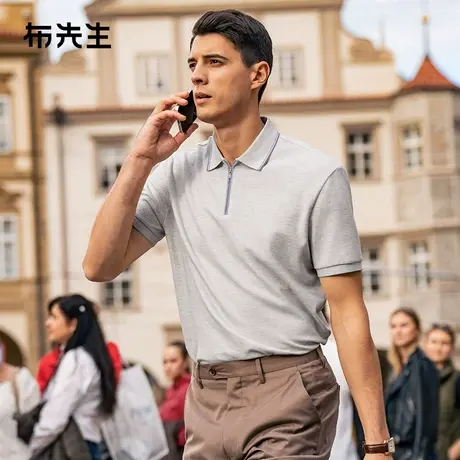 MrBu布先生时髦撞色翻领Polo衫2025夏吸湿排汗100%棉t恤男AT16062商品大图