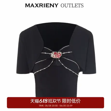 【奥莱】MAXRIENY复古感重工绣花针织衫套头上衣草莓套装商品大图