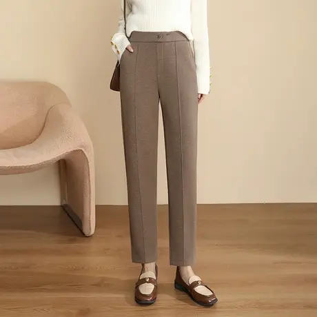 时尚小直筒裤女秋冬2023新款显瘦通勤小个子烟管裤气质厚款休闲裤商品大图