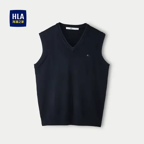 HLA/海澜之家套头V领针织背心秋冬包芯纱柔软亲肤内搭马甲男商品大图