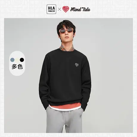 HLA/海澜之家中国心系列卫衣秋新华夫格圆领情侣长袖T恤男女图片