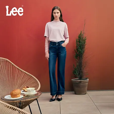 【张凌赫代言】Lee商场款25秋新美颜牛仔427标准喇叭深蓝女牛仔裤商品大图