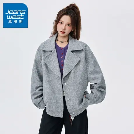 N5真维斯外套男2025秋季新款美式潮牌时尚翻领上衣服情侣春秋夹克商品大图