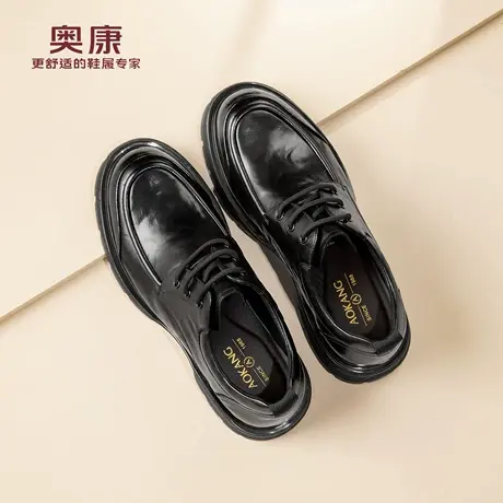 奥康男鞋春季新款商务正装皮鞋男士厚底增高圆头休闲真皮皮鞋男商品大图