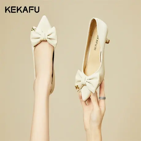 珂卡芙细跟高跟鞋女不累脚夏季浅口女鞋时尚尖头单鞋气质包头凉鞋图片