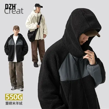 男士运动羊羔绒外套男冬季短款加厚棉衣男款连帽情侣防寒保暖棉服商品大图