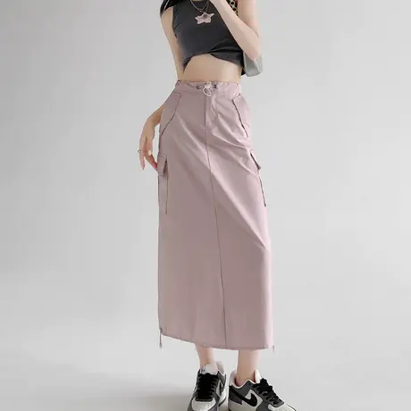 JO真维斯复古工装半身裙夏季新款休闲美式外穿半身长裙图片