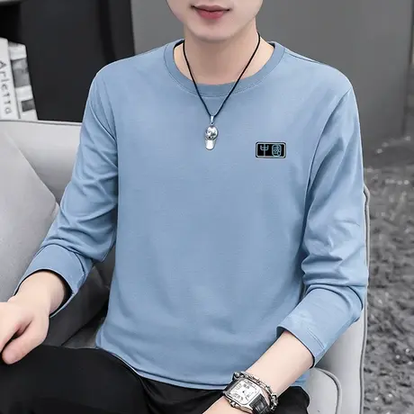 纯棉长袖t恤男圆领上衣服春秋款内搭打底衫中国潮流潮牌全棉体恤商品大图