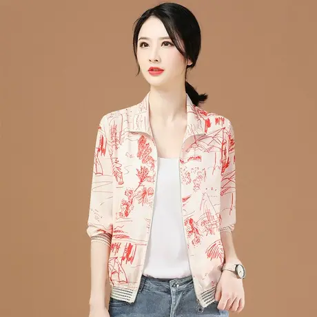 韩潮袭人韩版印花雪纺短外套女薄空调衫2023夏装新款宽松显瘦上衣图片