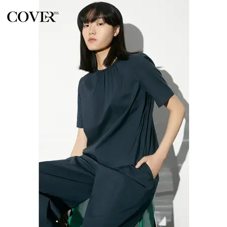 COVER夏季纸感面料圆领文艺衬衫商品大图