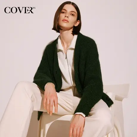 COVER冬季落肩羊毛混纺针织开衫商品大图