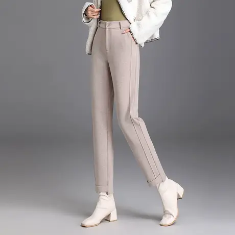 直筒小脚裤休闲裤女秋冬2023新款高腰显瘦通勤烟管裤小个子职业裤商品大图