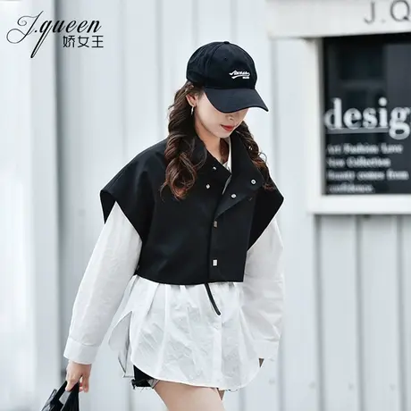 短款立领夹克外套女2024夏季新款小众设计感小个子斗篷披肩小马甲商品大图