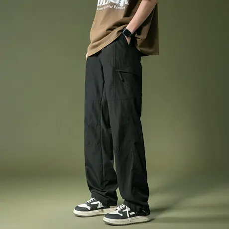 高街软壳冲锋短裤男款夏季美式户外机能工装裤潮牌抽绳直筒休闲裤商品大图