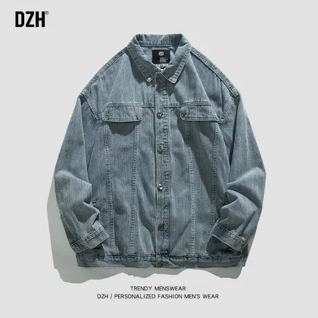 男士复古牛仔外套男高级感痞帅秋季翻领休闲夹克2023新款潮牌男装商品大图