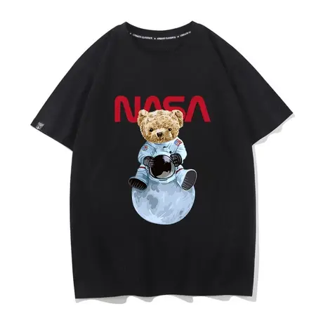 nasa小熊联名短袖t恤男潮牌宇航员星球潮流上衣宽松情侣夏装INS风商品大图
