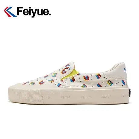 feiyue/飞跃印花一脚蹬帆布鞋女2024春季款低帮减龄百搭休闲鞋925商品大图