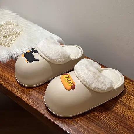 2023新款爆款冬季加绒包头毛毛拖鞋女外穿时尚百搭懒人一脚蹬棉鞋商品大图