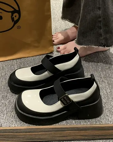 厚底6cm玛丽珍鞋女2023年新款春秋乐福鞋日系jk单鞋英伦风小皮鞋商品大图