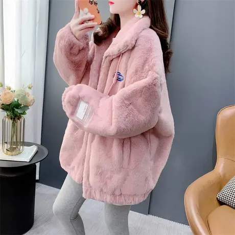 立领羊羔毛加绒卫衣外套女2023年新款秋冬宽松加厚保暖设计感上衣商品大图