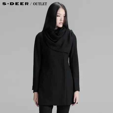 【新品】sdeer圣迪奥女装欧美风设计感女式羊毛混纺大衣3481859图片