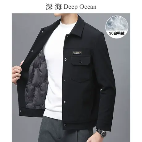 深海外套男冬季灯芯绒上衣休闲条绒翻领厚款男士夹克加绒保暖青年商品大图