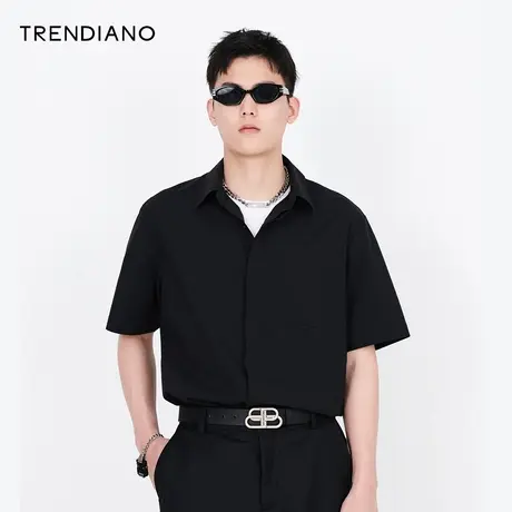 TRENDIANO官方夏季男装新款简约时尚百搭潮流翻领短袖衬衫商品大图